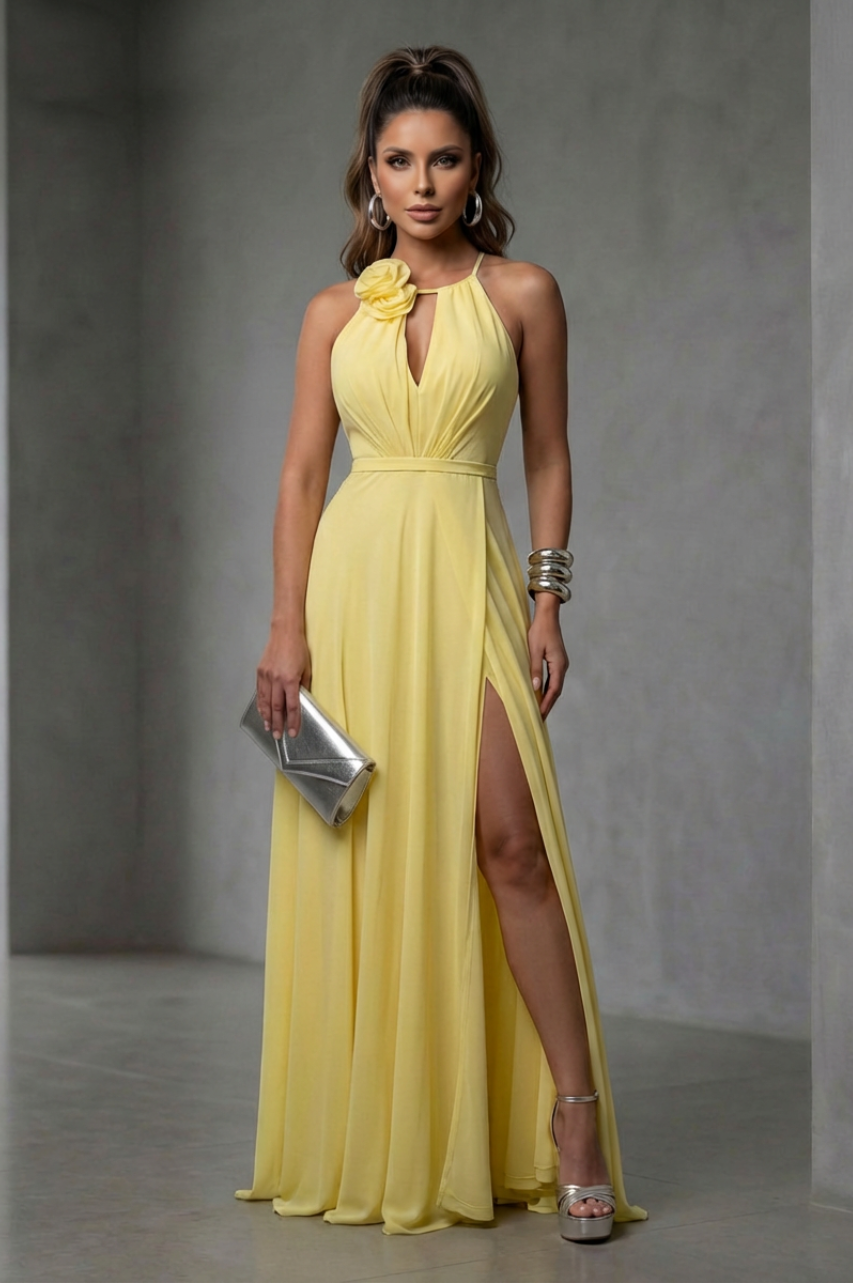 Vestido Largo Claudia Amarillo