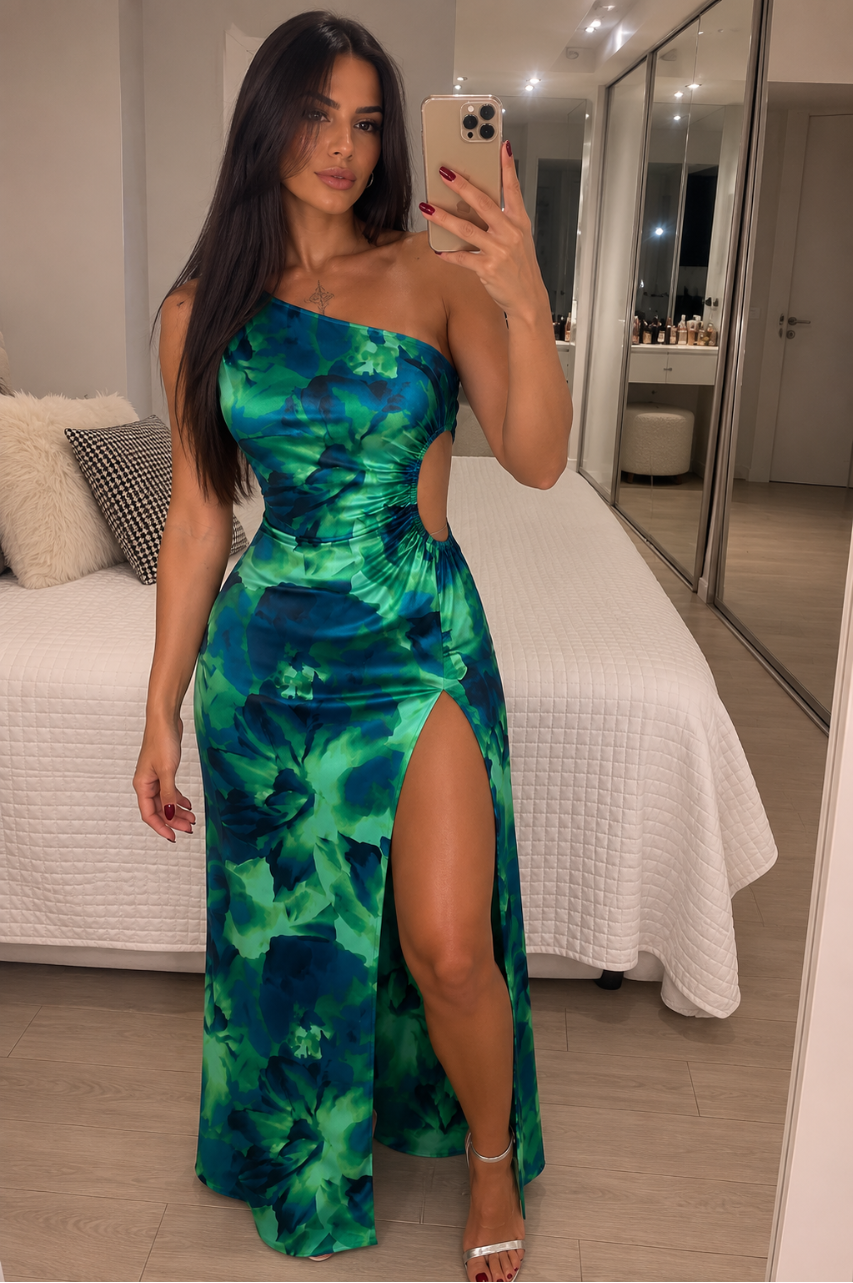 Vestido Dyana Asimétrico Largo Verde