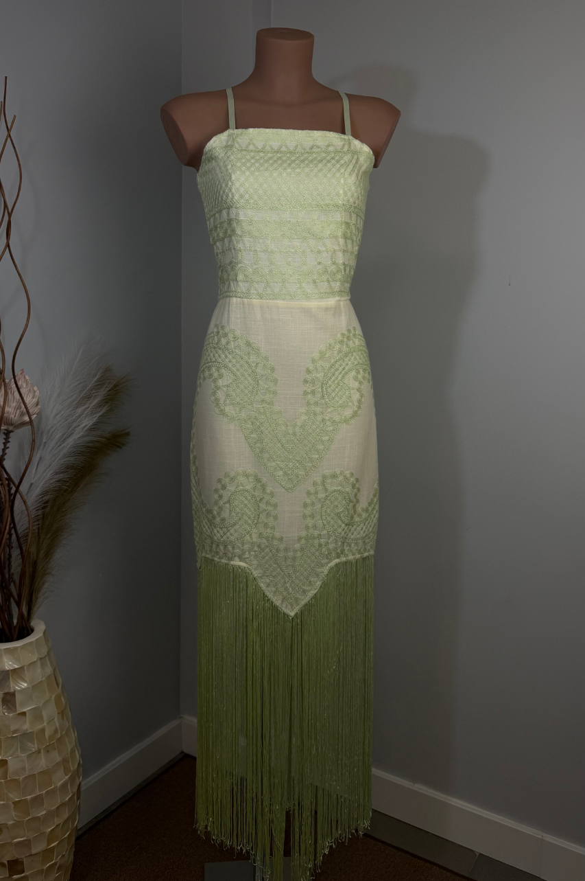 Vestido Vera de Flecos Color Verde