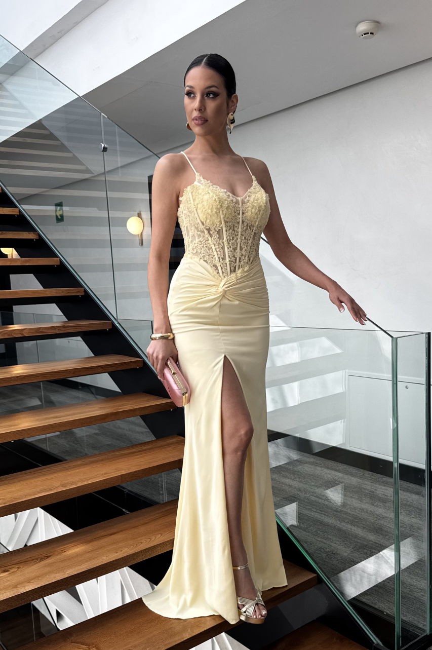 Vestido Largo Rebeca Amarillo Suave