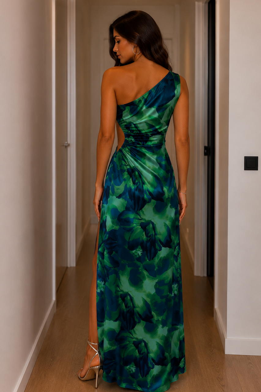 Vestido Dyana Asimétrico Largo Verde