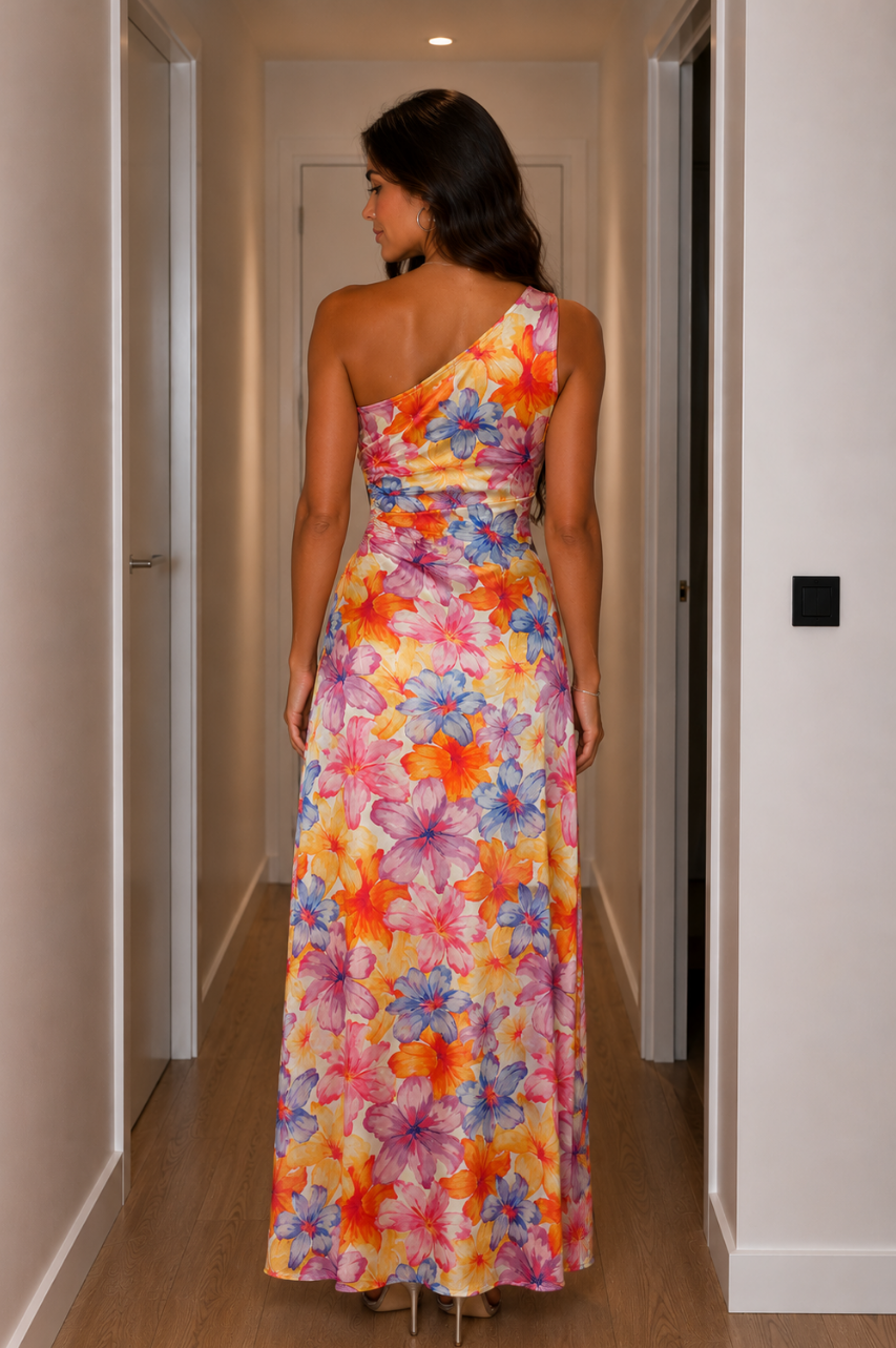Vestido Dyana Asimétrico Largo Blanco