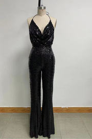 Mono Riana Negro Espalda Descubierta de Lentejuelas