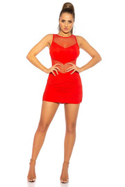 Vestido Ariel Rojo Corto con detalles de transparencias