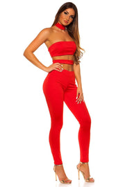 Dayana Mono Largo Rojo sin mangas con detalle de abertura en la cintura