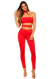 Dayana Mono Largo Rojo sin mangas con detalle de abertura en la cintura