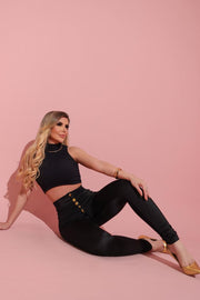 Pantalón Mireya Negro con detalle de botones