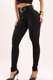 Pantalón Isabela Negro con Cinturón Dorado