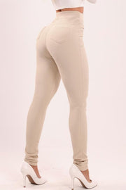 Pantalón Rossi Beige con detalle de botones