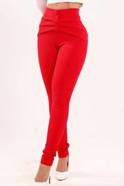 Pantalón Rossi Rojo con detalle de botones