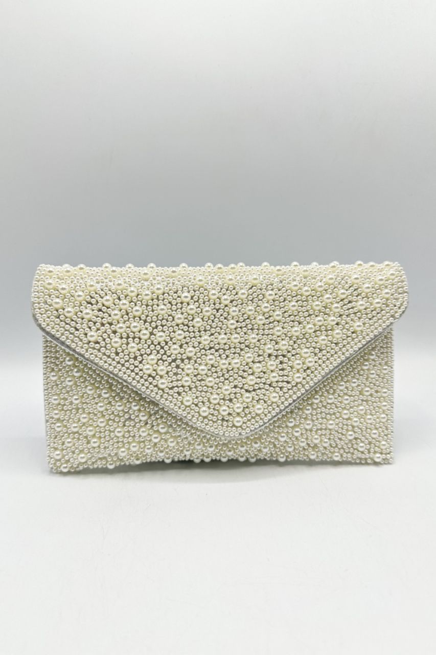 Bolso Clutch Mireya con perlas
