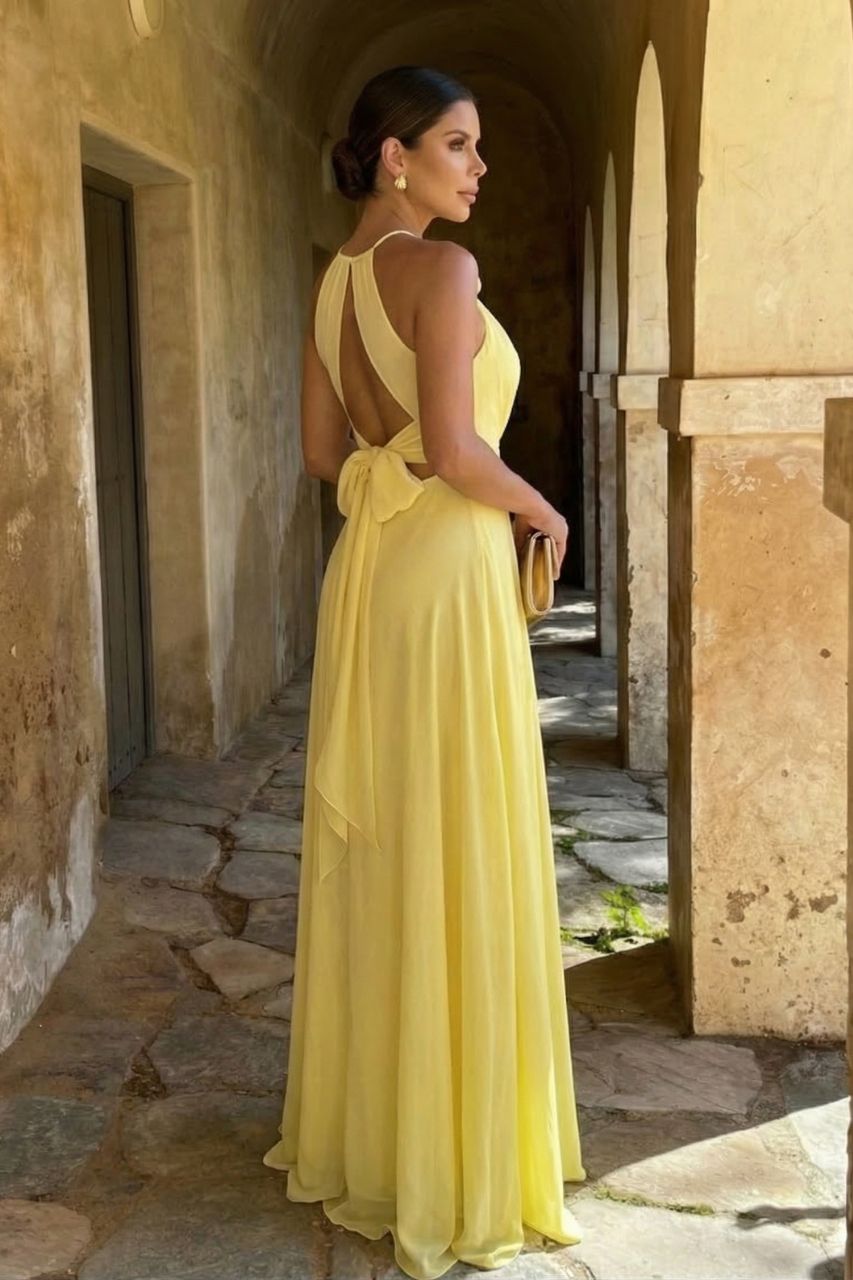 Vestido Largo Claudia Amarillo