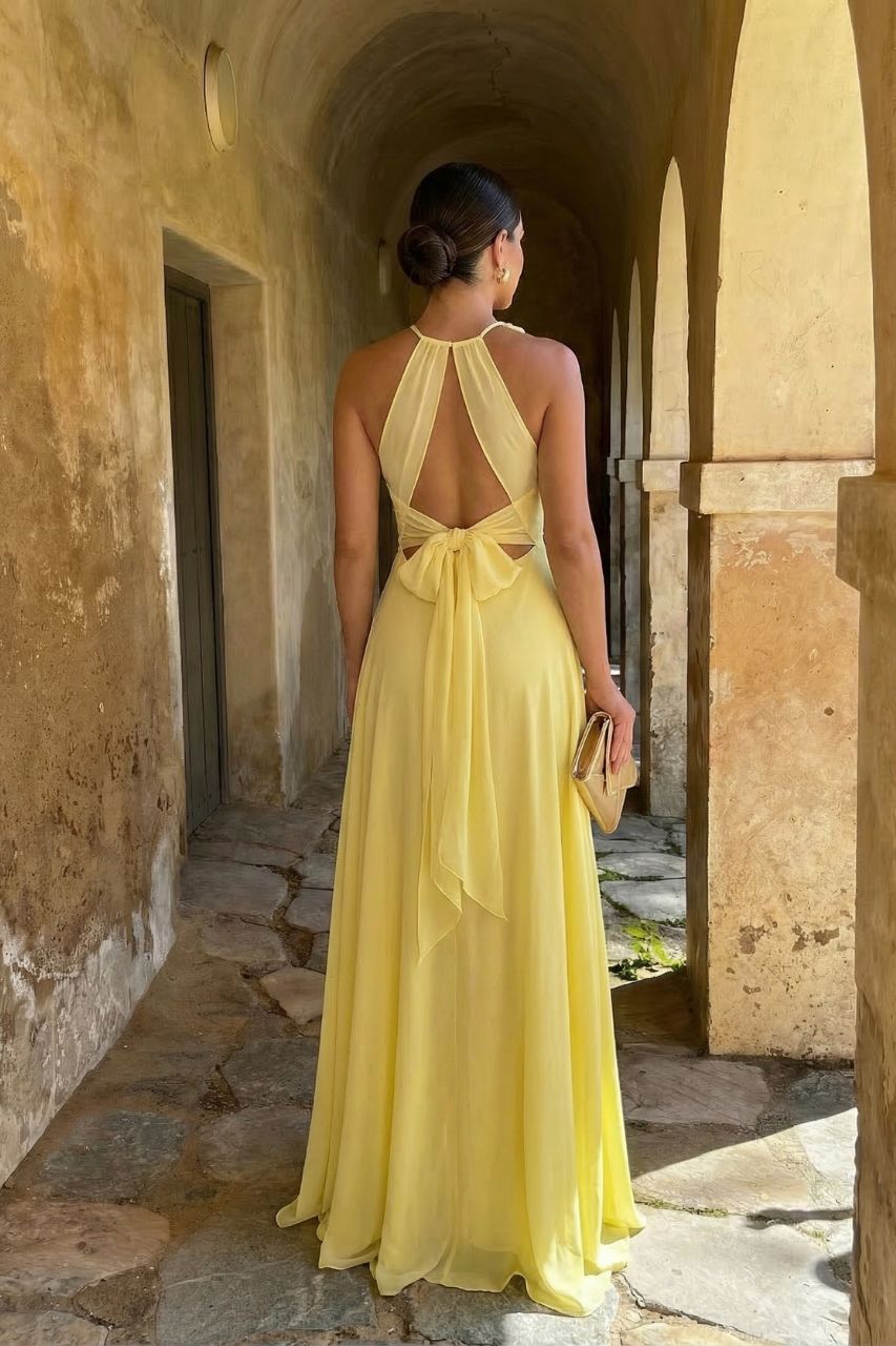 Vestido Largo Claudia Amarillo