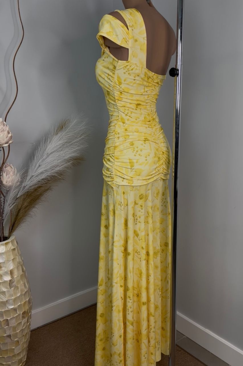 Vestido Largo Mel estampado amarillo