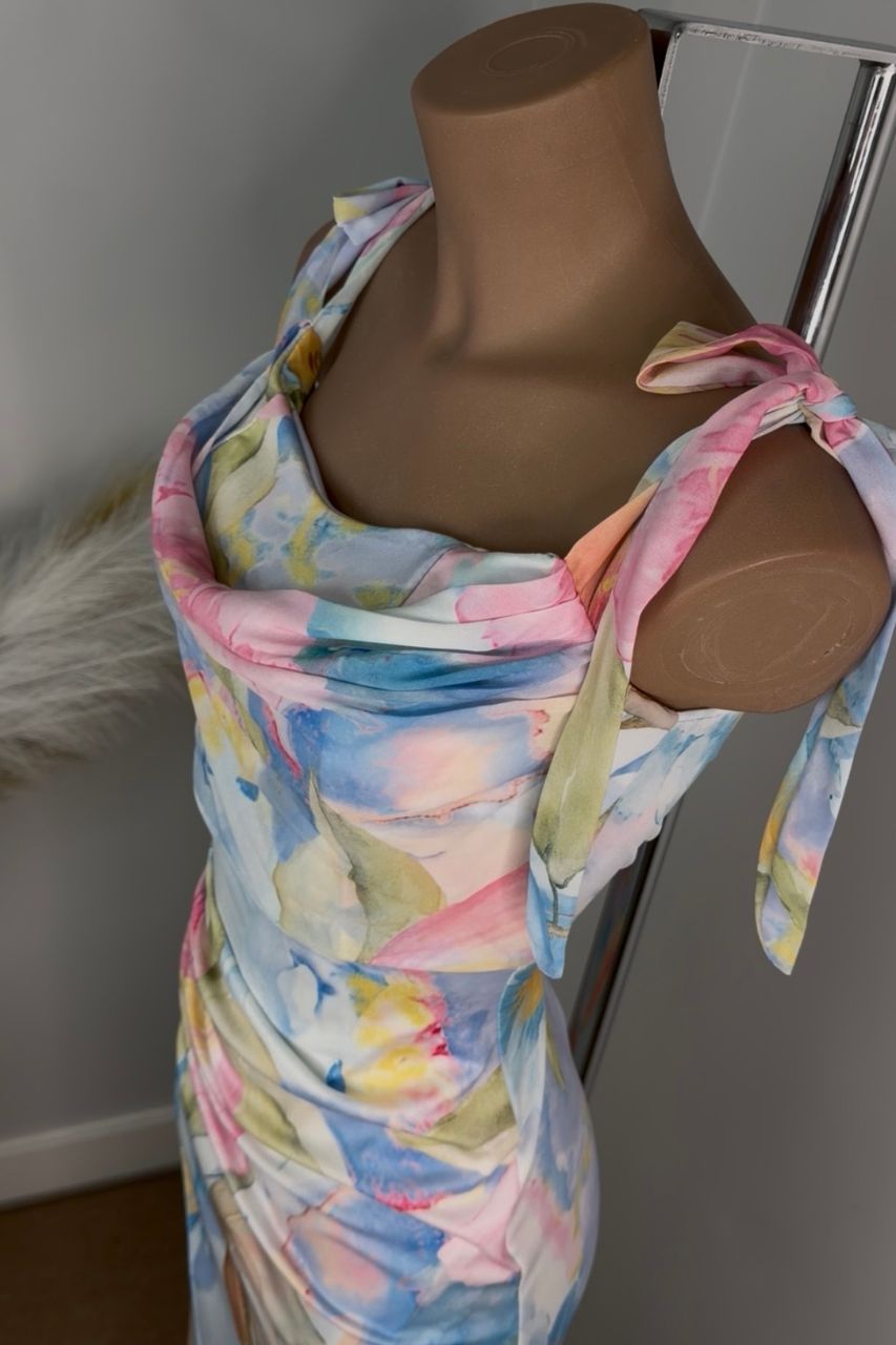 Vestido Largo Tamires estampado azul