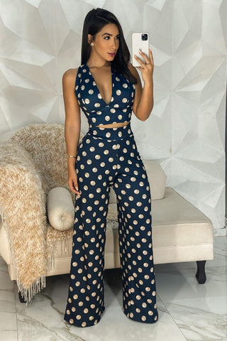 Image of Conjunto Camila Azul con Estampado de Lunas