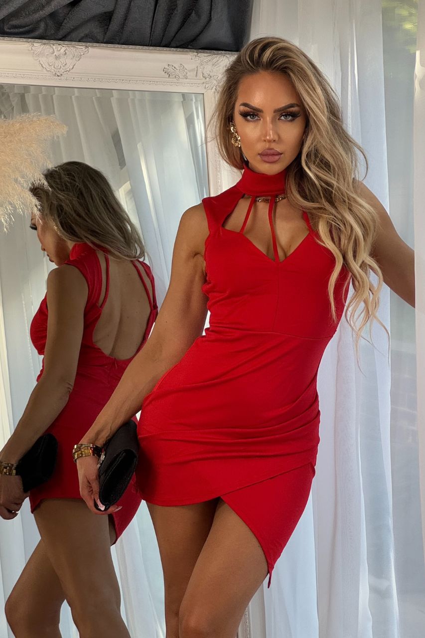 Vestido Hibeth Rojo Corto con escote y espalda semi descubierta