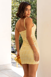 Vestido Grecia Amarillo con escote en V y tirantes