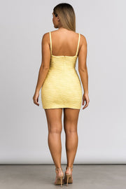 Vestido Grecia Amarillo con escote en V y tirantes