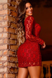 Vestido Olga Asimétrico Rojo con encaje