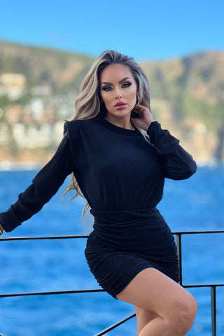 Image of Vestido Zulima Negro con mangas largas