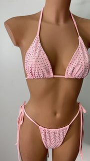Bikini Leticia Rosa con detalle de pedrería