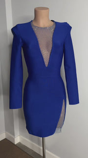 Vestido Bandage Mirta Azul Royal con transparencias