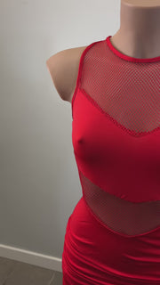 Vestido Ariel Rojo Corto con detalles de transparencias
