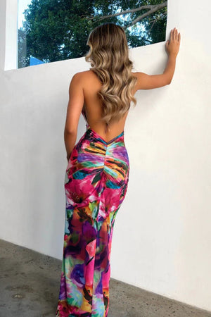Vestido Carmen Estampado con tirantes y escote