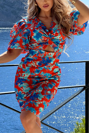 Vestido Marilyn Estampado con mangas y escote