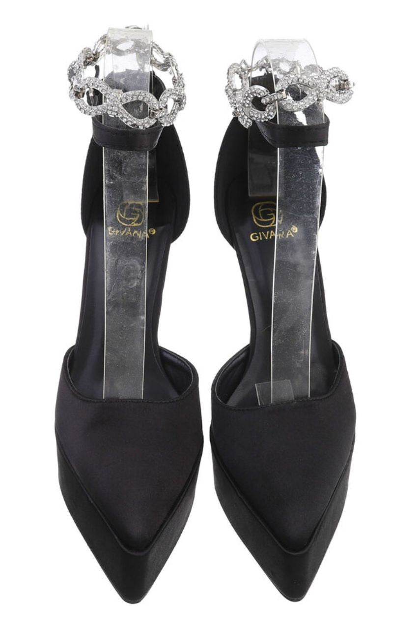 Zapatos Alegría Negro de tacón con detalles de cadena con pedrería