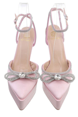 Zapatos Norkys Rosa de tacón con detalles de brillo y pedrería