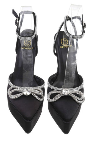 Zapatos Norkys Negro de tacón con detalles de brillo y pedrería