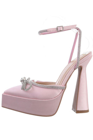 Zapatos Norkys Rosa de tacón con detalles de brillo y pedrería