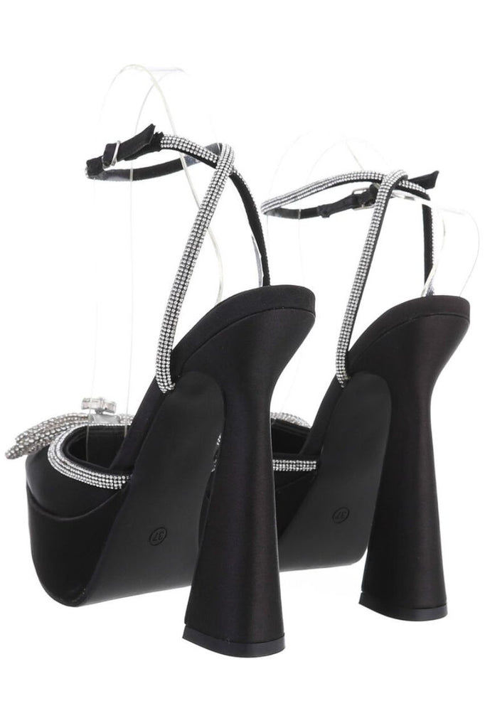 Zapatos Norkys Negro de tacón con detalles de brillo y pedrería