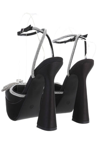 Image of Zapatos Norkys Negro de tacón con detalles de brillo y pedrería