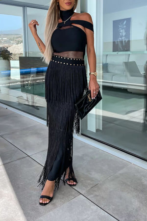 Vestido Bandage Anna Negro con tranparencias
