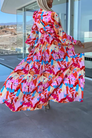 Image of Vestido Leticia Estampado con mangas y escote