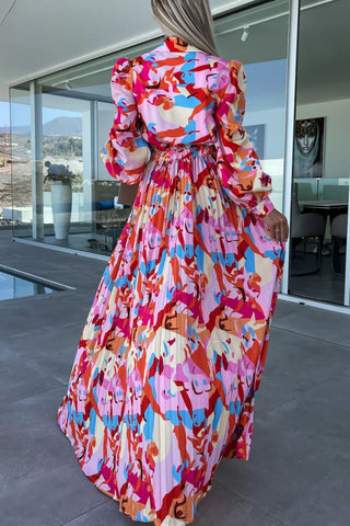 Image of Vestido Leticia Estampado con mangas y escote