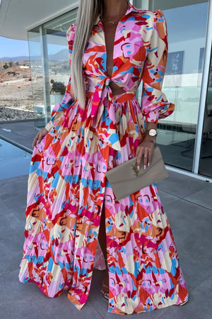 Vestido Leticia Estampado con mangas y escote