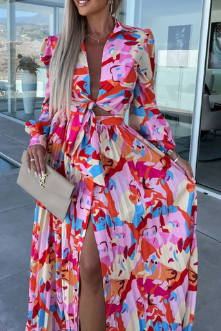 Image of Vestido Leticia Estampado con mangas y escote