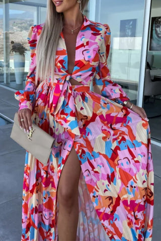 Image of Vestido Leticia Estampado con mangas y escote