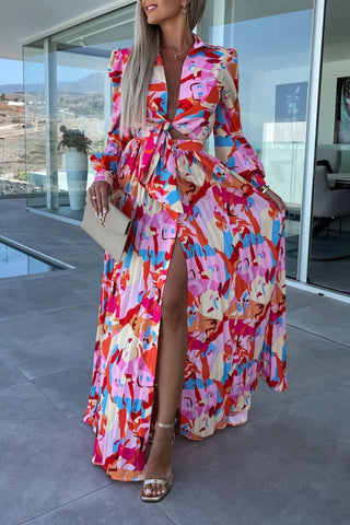 Image of Vestido Leticia Estampado con mangas y escote