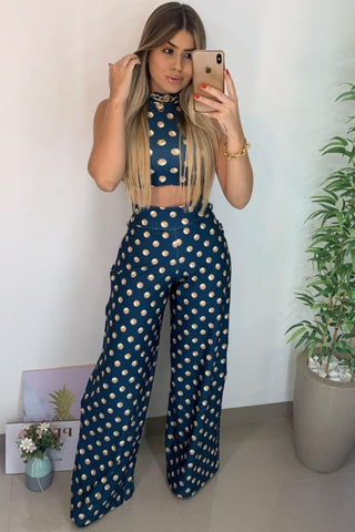 Image of Conjunto Margarita Azul con Estampado de Lunas