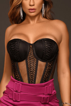 Corset Marjorie Negro con transparencias